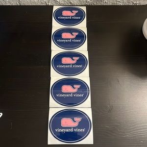 Five Brand New Navy Blue, Pink, & White Vineyard Vines Pink Whale Stickers
